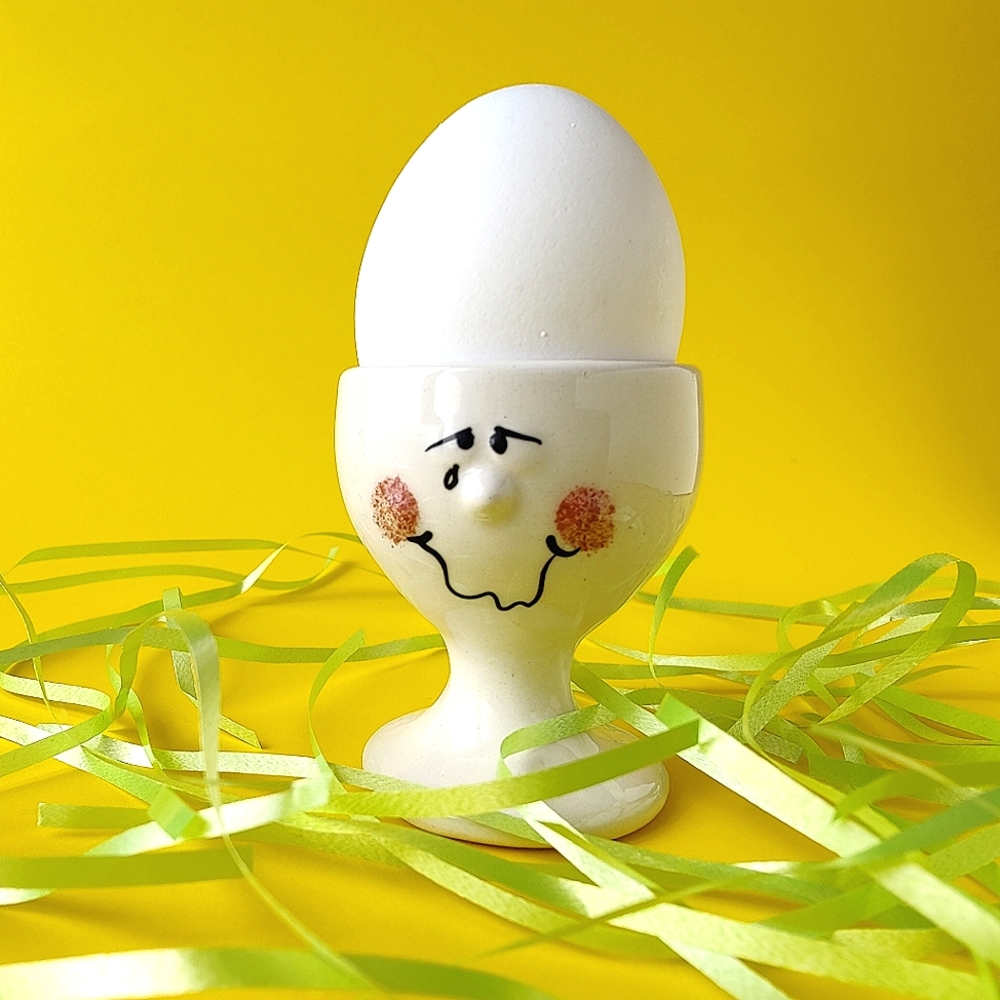 Decorative ceramic Egg Cup Holder with a funny face